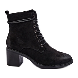 Bottines À Lacets À Talon Bas Pour Femme Noir Serellia