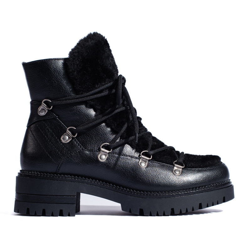 W. Potocki Bottes de neige pour femmes noires avec fourrure de Potocki le noir