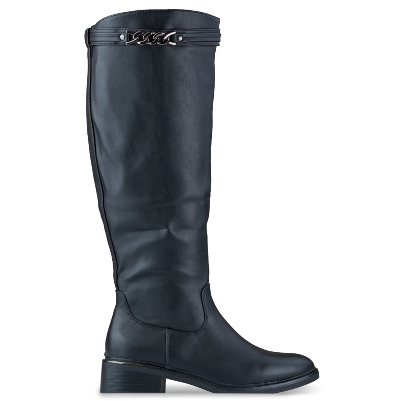 Bottines pour femmes à semelle plate en éco-cuir le noir