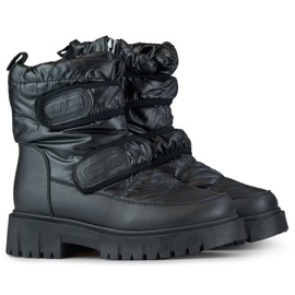 Bottes de neige chaudes pour femmes avec velcro Laila le noir