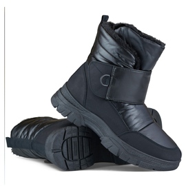 Bottes de neige noires avec Velcro, bottes isolées pour l'hiver le noir