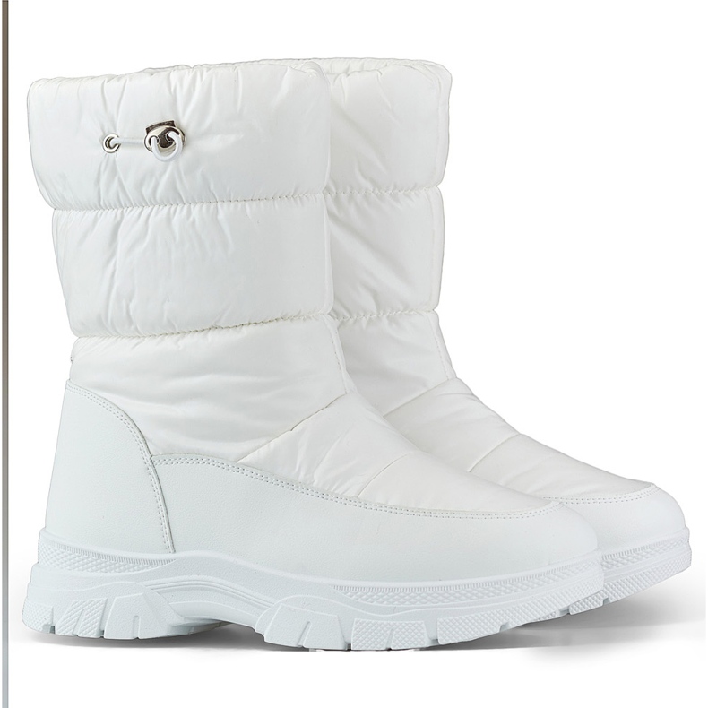 Bottes d'hiver hautes pour femmes avec revers, bottes de neige blanches Bottes d'hiver hautes pour femmes avec revers, bottes de neige blanches