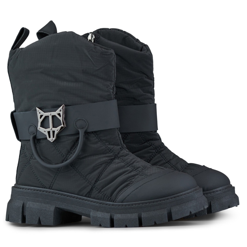 Bottes d'hiver hautes pour femmes, bottes de neige isolées, noires le noir