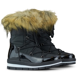 Bottes de neige hautes d'hiver pour femme avec fourrure le noir