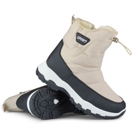 Bottes de neige pour jeunes avec cordon de serrage, bottes d'hiver hautes beige