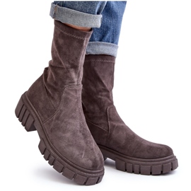 Bottes Slip-On Workers À Talons Plats Gris Divella