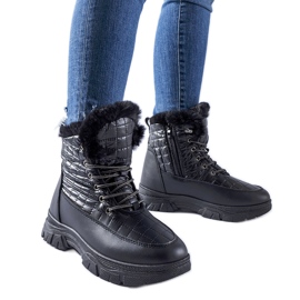 Bottes de neige isolées noires avec plateforme Dwayn