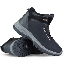 Chaussures d'hiver isolées, chaussures de trekking pour jeunes, à lacets noir