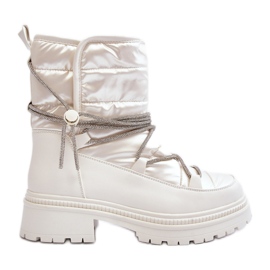 Bottes de neige avec laçage décoratif pour femme, blanc Rilana