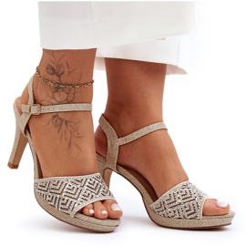 Sandales à talons hauts décorées D&amp;A MR1038-44 Doré d'or