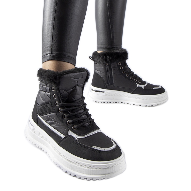 Bottes de neige de sport Trieste noires avec fourrure le noir