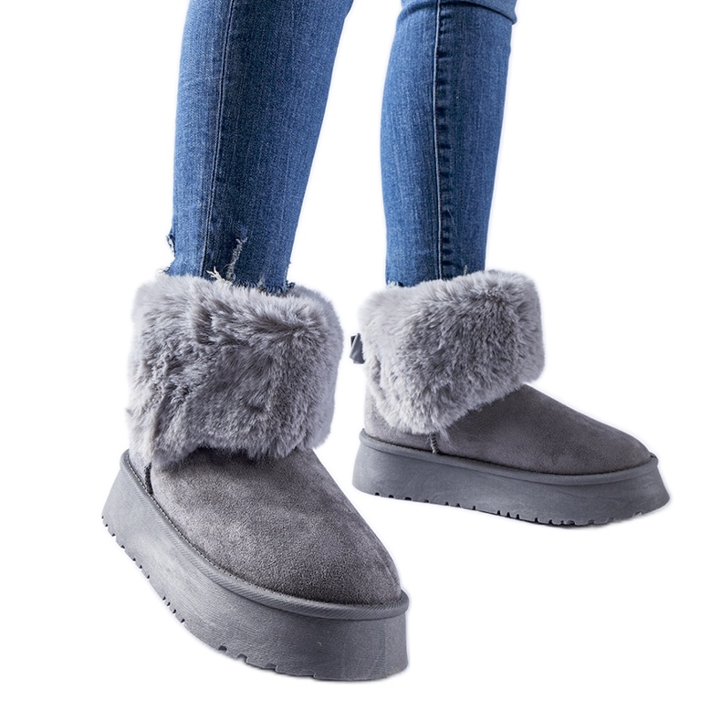 Bottines de neige grises ornées de fourrure Adelfia