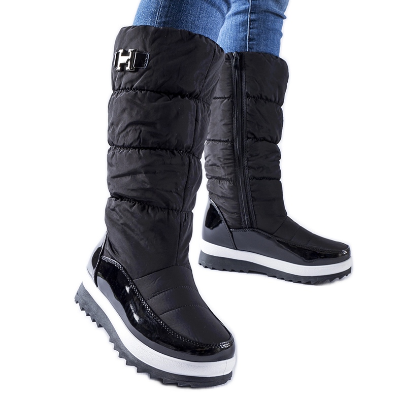 Bottes de neige hautes isolées noires par Canneto le noir Bottes de neige hautes isolées noires par Canneto le noir