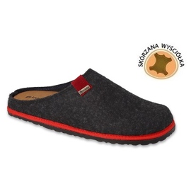 Inblu chaussons en feutre pour hommes avec insert en cuir, noir