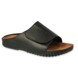 Befado chaussons en cuir pour hommes avec velcro 158M020 noir