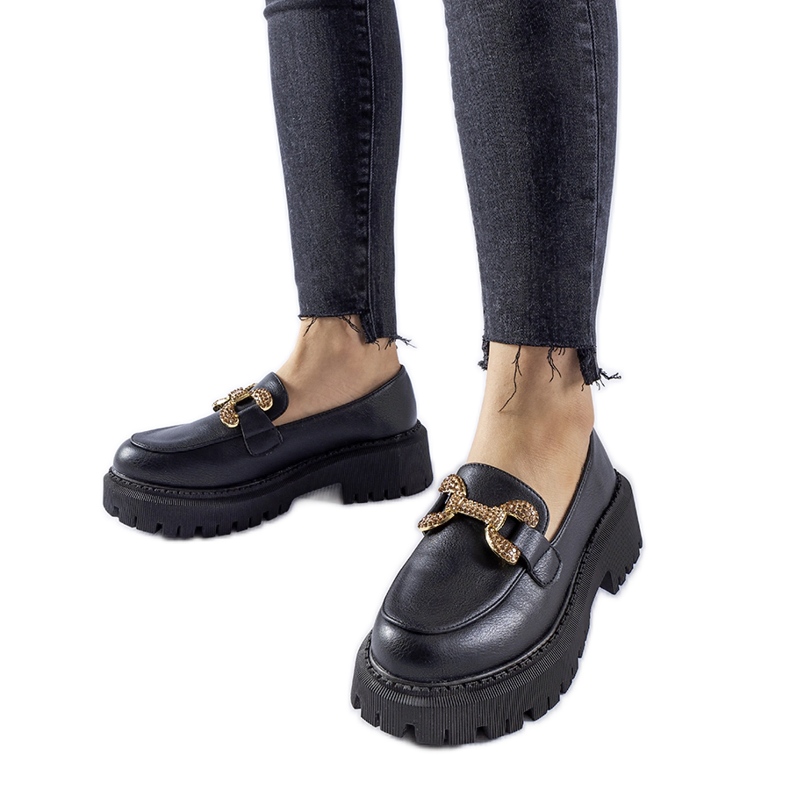 Mocassins noirs ornés de strass Uzzone le noir
