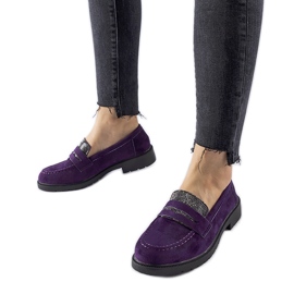 Mocassins violets avec strass d'Ippolito Mocassins violets avec strass d'Ippolito