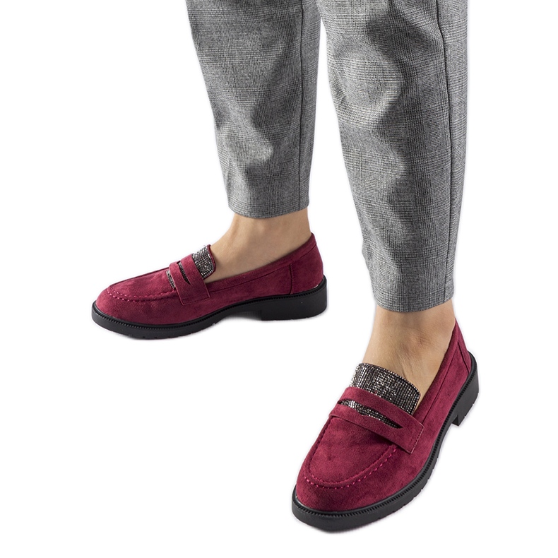 Mocassins bordeaux avec strass de chez Ippolito rouge
