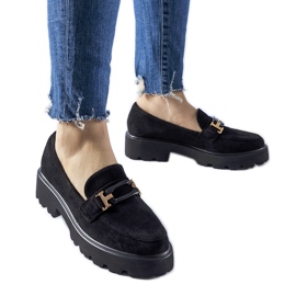 Mocassins noirs ornés d'une boucle Pise le noir