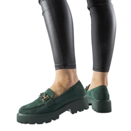 Mocassins verts ornés d'une boucle Pise Mocassins verts ornés d'une boucle Pise