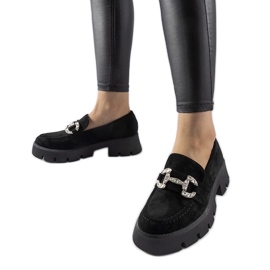 Mocassins Giacomo noirs avec strass le noir Mocassins Giacomo noirs avec strass le noir