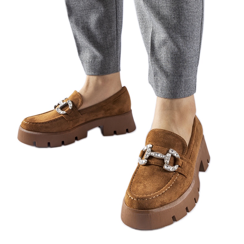 Mocassins Giacomo marron avec strass brun