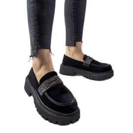 Mocassins noirs ornés de strass Longuelo