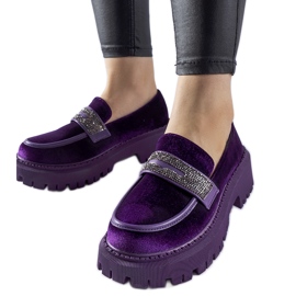 Mocassins violets avec strass de Longuelo Mocassins violets avec strass de Longuelo
