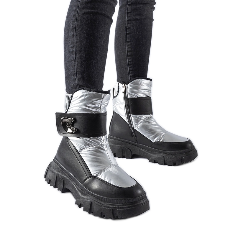 Bottes de neige Mejia isolées grises argent Bottes de neige Mejia isolées grises argent