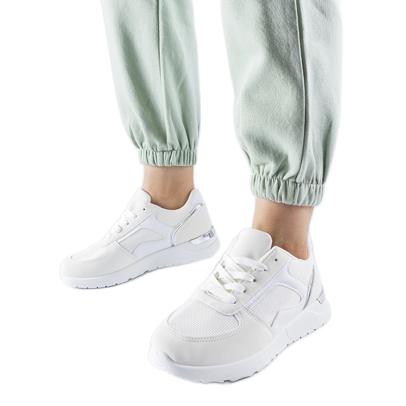 Baskets blanches en matériaux combinés Gallo