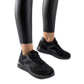 Baskets noires en matières combinées Gallo