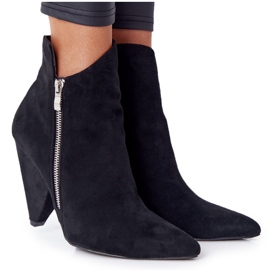 Bottines Asymétriques à Talons Hauts Lu Boo Noir