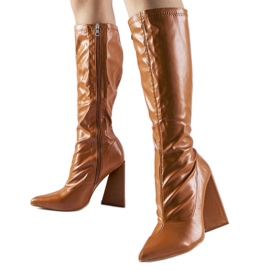 Bottes à talons hauts marron de Petrullo brun