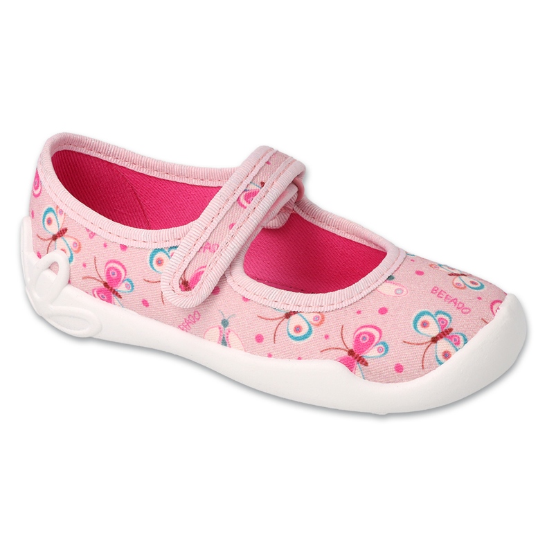 Befado chaussons enfants 114X523 rose avec papillons Befado chaussons enfants 114X523 rose avec papillons