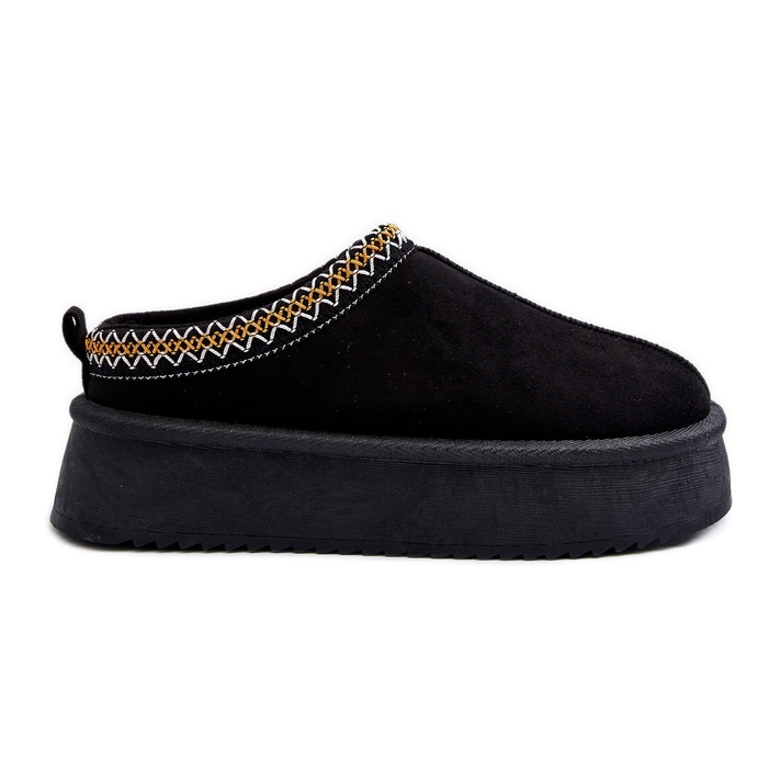 Chaussons à semelle épaisse en éco-daim, Noir Sylva le noir