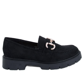 Karins Mocassins en daim noir avec boucle