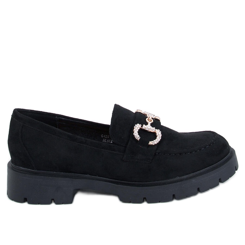 Karins Mocassins en daim noir avec boucle le noir