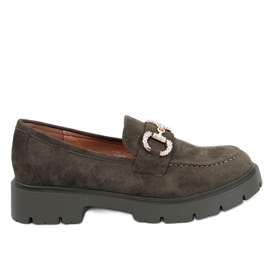 Karins Mocassins en daim vert avec boucle Karins Mocassins en daim vert avec boucle