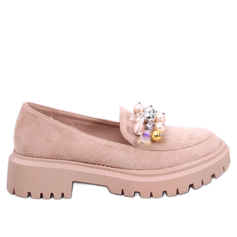 Mocassins plateforme Dollin kaki avec cristaux beige