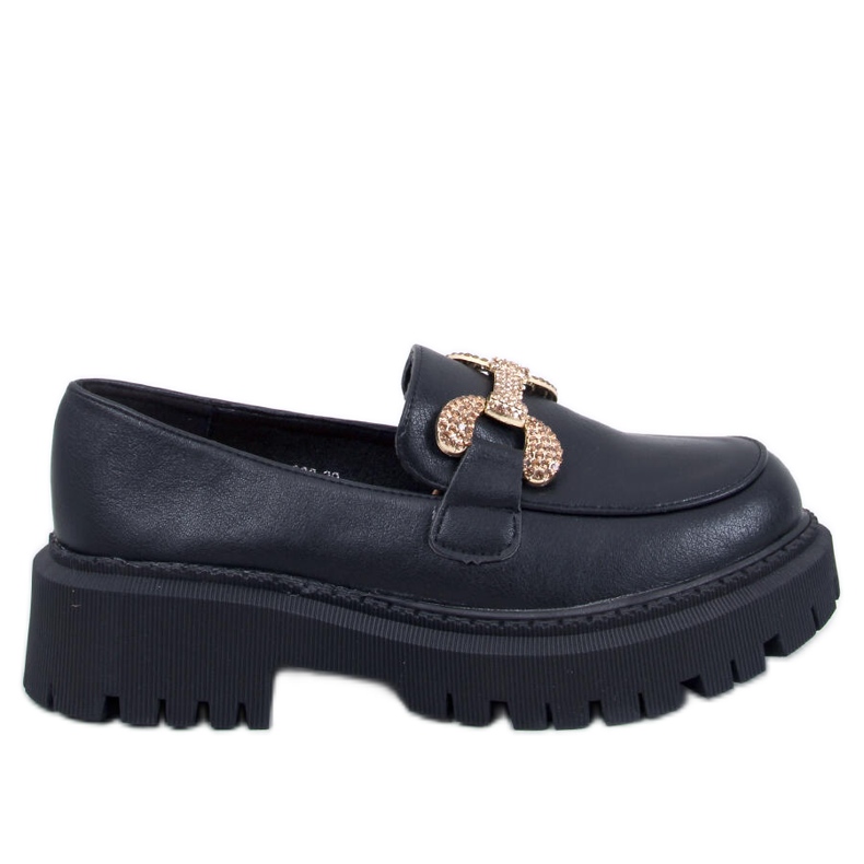 Mocassins plateforme pleine fleur Buess Black le noir