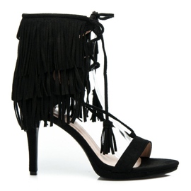 Randbe Sandales bohèmes à lacets le noir Randbe Sandales bohèmes à lacets le noir