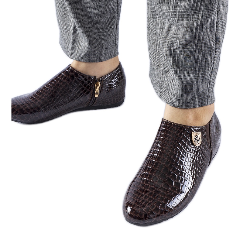 Chaussures vernies marron de Nelec brun