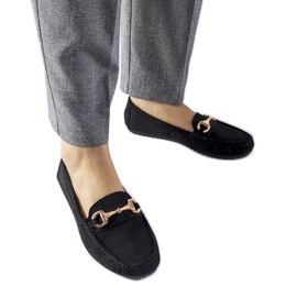 Mocassins noirs ornés d'une boucle Fernanda