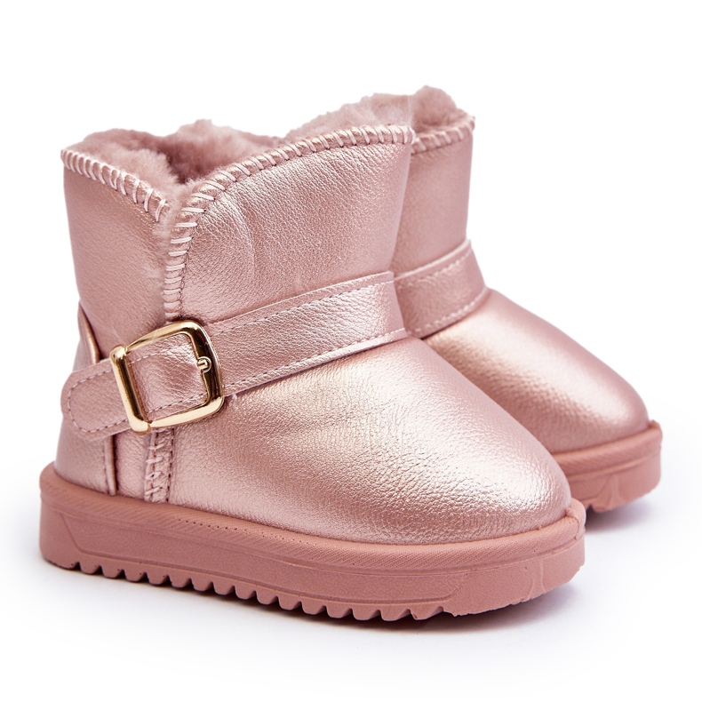 Bottes de neige en cuir écologique pour enfants avec sangle, rose Orinor Bottes de neige en cuir écologique pour enfants avec sangle, rose Orinor