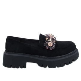 Heidi Mocassins noirs avec cristaux