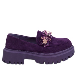 Heidi Mocassins violets à cristaux