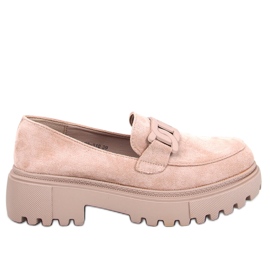 Mocassins plateforme Leena kaki avec boucle beige