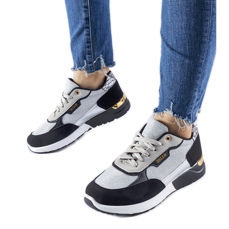 Baskets à paillettes noires et argentées de Roganzuolo le noir