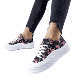 Baskets Cesano noires à fleurs le noir