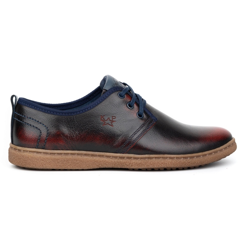 Kampol Chaussures casual en cuir pour hommes 22KAM, bordeaux rouge